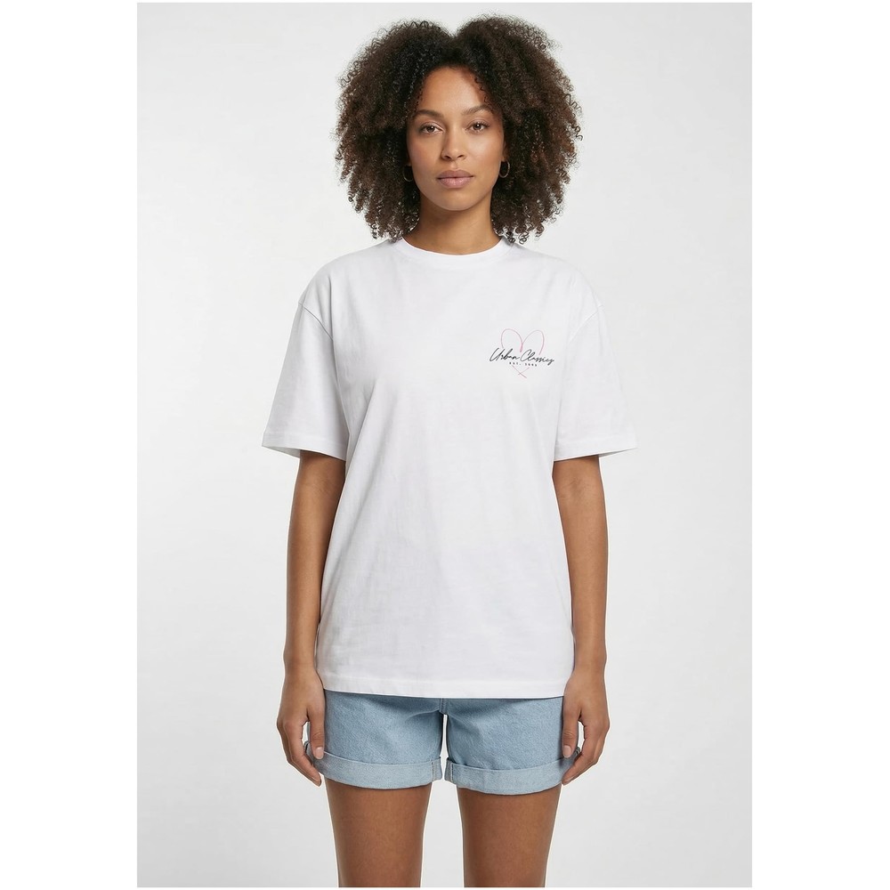 Urban Classics - Heart Logo Loose Dames Tshirt - Wit
